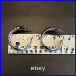 Sterling silver hoop earrings, Norwegian w etchings, marked ND 925, 1.5 inch