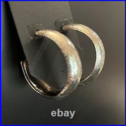 Sterling silver hoop earrings, Norwegian w etchings, marked ND 925, 1.5 inch