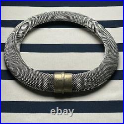 Sterling silver necklace chunky mesh statement magnetic heavy 155g Marked AG