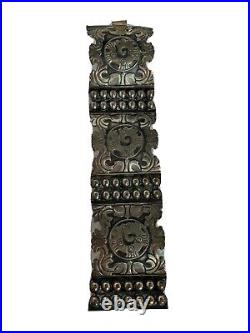 Stirling Silver Mexican panel Aztec Cuff Bracelet Signed marked9.25