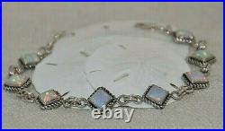 Stunning Natural Opal & Sterling Silver Bracelet Size 7 Marked 925