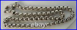 Stunning Wide 6.5mm x 4.5mm Smooth Rolo Chain Sterling Necklace Fancy Clasp 58g