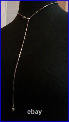Stylish 925 Marked Sterling Silver 23 1/2'' Adjustable Chain Necklace In Box