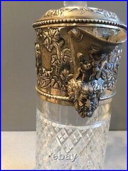 Superb Topazio Crystal Marked Sterling Silver Cherubs Claret Jug Early 20th C