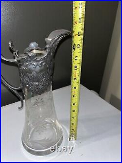 Superb Topazio Crystal Marked Sterling Silver Claret Jug Sterling By Grand