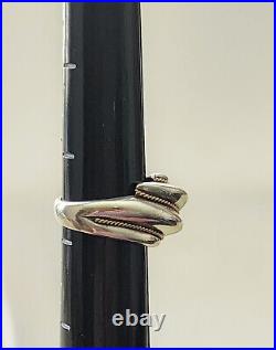 TIFFANY VTG STERLING SILVER & 18k GOLD SWIRL RING-SM SIZE 4.5-MARKED 925 -750