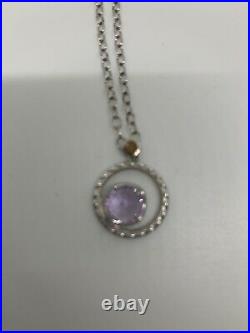 Tacori Fashion Amethyst Necklace Sterling Silver With 18kt Gold Mark Logo
