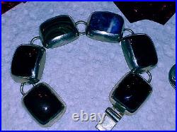 Taxco Sterling Silver & Multi Gem Square Link Bracelet Marked TZ-17 925 Mexico