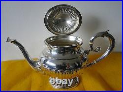 Tea Pot Sterling Silver, Queen Ann Chased Fluting, C 1920, Italian Marked