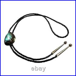 Tear Drop Turquoise Sterling Silver Bolo Tie Marked