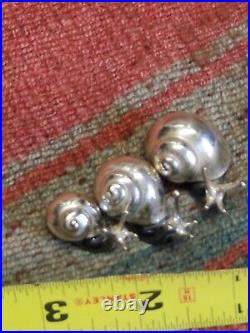 Three Rare Miniature Sterling Silver 800 Snails Marked EDEM