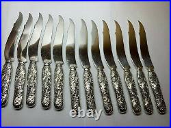 Tiffany Chrysanthemum Pattern Sterling Silver Fish Knives Set Of 12 Old T-mark