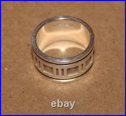 Tiffany & Co. Atlas Wide Band Ring 1999 (Roman Numerals) 925-Italy Size 7.25 11g