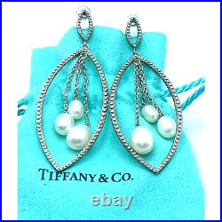 Tiffany & Co. Iridesse Earrings Pearl Sterling Silver Drop Dangle Marked withPouch