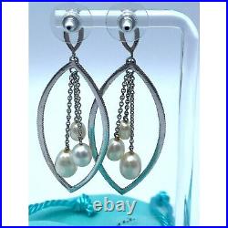 Tiffany & Co. Iridesse Earrings Pearl Sterling Silver Drop Dangle Marked withPouch