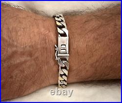 Tiffany & Co Marked Sterling Silver 925 & 18k Gold Curb Link Bracelet