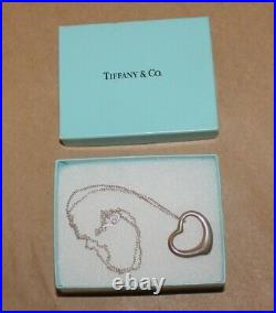 Tiffany & Co. Sterling Elsa Peretti Open Heart Pendant Necklace 18 in Box -10 g