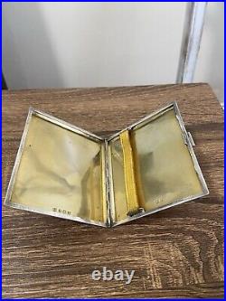 Tulip Emblem Sterling Silver Gold Inlaid Cigarette Case, Marked Birmingham 1948