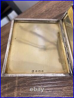 Tulip Emblem Sterling Silver Gold Inlaid Cigarette Case, Marked Birmingham 1948