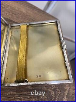 Tulip Emblem Sterling Silver Gold Inlaid Cigarette Case, Marked Birmingham 1948