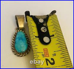Turquoise NAVAJO Pendant Sterling Silver Marked K. Y. Sterling Vintage Jewelry