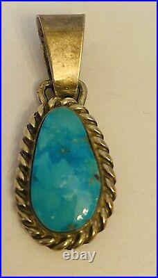 Turquoise NAVAJO Pendant Sterling Silver Marked K. Y. Sterling Vintage Jewelry