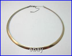 Two Sided Sterling Silver & Gold Plated 14k Ribbed Necklace Marked Au Peru