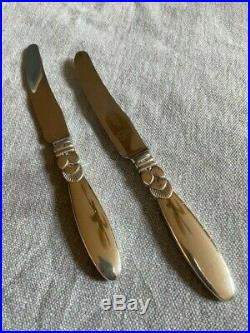 Two Silver G Jensen fruit knives old three towers and GJ in a square marks