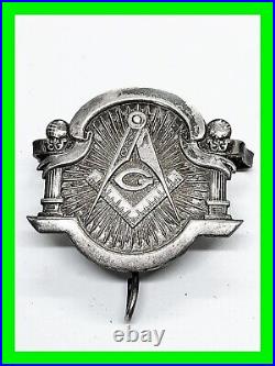Unique Antique Mason Masonic Marked Sterling Silver Medal Badge Vintage Old