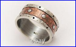Unique men ring, Rustic 10 mm copper silver men's engagement ring, unique rings