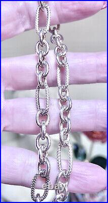 VERY NICE Designer Hefty Sterling Silver 18 Long Textured Link Chain Necklace