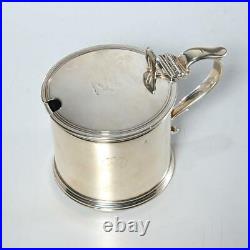 VICTORIAN 1838 LONDON STERLING SILVER MUSTARD POT With GLASS LINER, MARKED WE