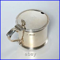 VICTORIAN 1838 LONDON STERLING SILVER MUSTARD POT With GLASS LINER, MARKED WE