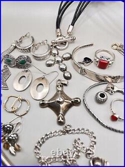 VINTAGE ESTATE STERLING JEWELRY AND STONES LOT All Wearable All Marked 138 g