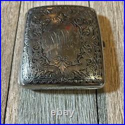 VINTAGE ETCHED STERLING SILVER CIGERETTE / CARD CASE Marked 2704