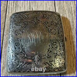 VINTAGE ETCHED STERLING SILVER CIGERETTE / CARD CASE Marked 2704