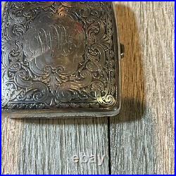 VINTAGE ETCHED STERLING SILVER CIGERETTE / CARD CASE Marked 2704