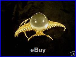 VINTAGE VERMEIL STERLING SILVER JELLY BELLY ANGEL FISH BROOCH marked CATHE