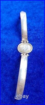 VINTAGE signed marked SAS ITALY 925 STERLING SILVER BRACELET Silver Cameo small