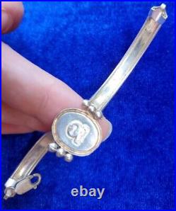 VINTAGE signed marked SAS ITALY 925 STERLING SILVER BRACELET Silver Cameo small