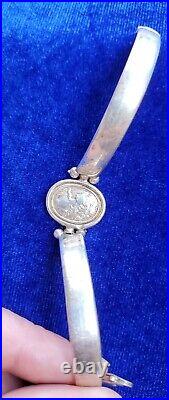 VINTAGE signed marked SAS ITALY 925 STERLING SILVER BRACELET Silver Cameo small