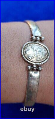 VINTAGE signed marked SAS ITALY 925 STERLING SILVER BRACELET Silver Cameo small