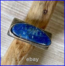 VTG Brutalist Sterling Silver 925 MEXICO TAXCO Lapis Men's Sz 11.5, 19g Marked