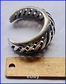 VTG HVY Marked Mexico 925 Sterling Reticulated Bangle Bracelet