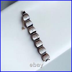 VTG Marked 18k Gold Sterling Silver 925 Peru Inca Panel Story Wide Bracelet 7