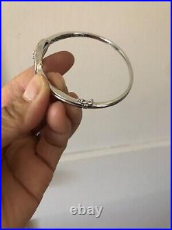 VTG Marked. 925 Sterling Silver Hinged Bangle Bracelet With Real Diamond Tested