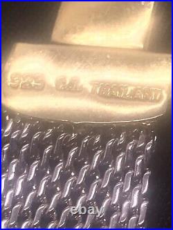 VTG Marked 925 Thailand Two Tone Sterling Silver & Natural Topaz Mesh Bracelet