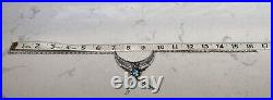 VTG Navaho Sterling Silver & Turquoise Leaf & Feather Necklace marked H 16.5