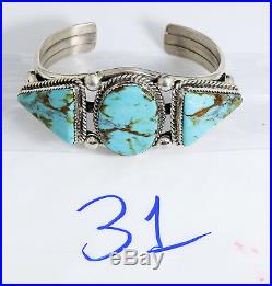 VTG Navajo Indian Artist Mark Begay Natural Turquoise. 925 Silver Cuff Bracelet