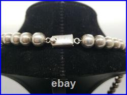 Very Large Vintage Sterling Silver Ball Bead Necklace Marked 925 Mexico 24